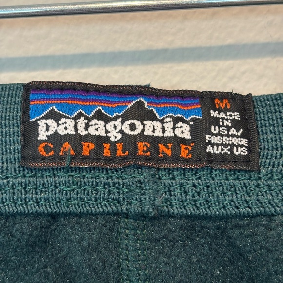 Vntg Patagonia Men's Dark Green Fleece Joggers Medium - Picture 4 of 4